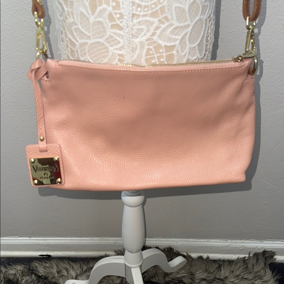 Valentina Genuine Leather Pink and Brown Crossbody Bag - Picture 2 of 10
